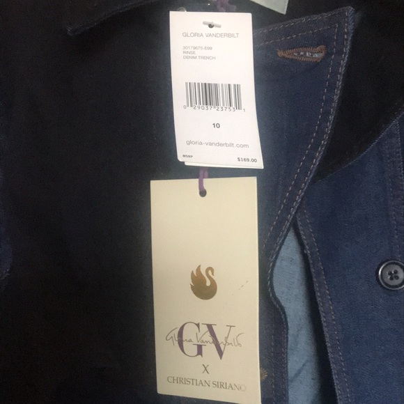 Christian Siriano x Gloria Vanderbilt Women's Storm Shield Demin Trench size 10 - Picture 5 of 7